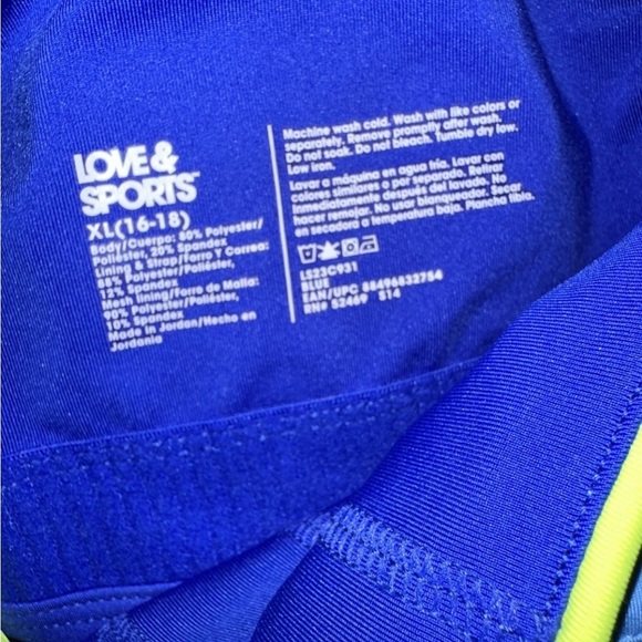 Love & Sports NWT Women's XL 16/18
Blue Bralette Active Top Sports Bra
NWT - Picture 4 of 5